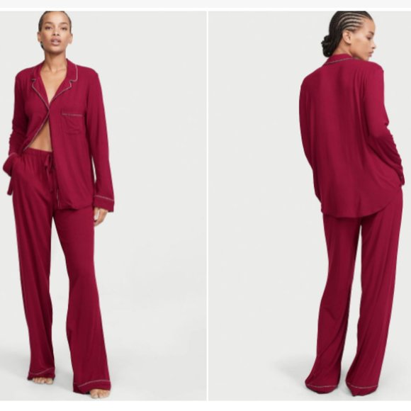 Victoria's Secret Other - VS XS Regular 30" Inseam Modal PJ Set Red with Leopard Piping NWT